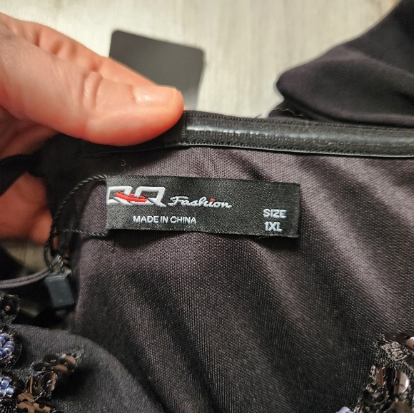 NWT QQ Fashion Black Off-Shoulder Mermaid Gown, Lace-Up Back, Plus Size 1XL - Picture 8 of 14